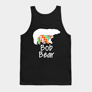 Bob Autism Awareness Bear Rainbow Puzzle Ribbon Day Tank Top